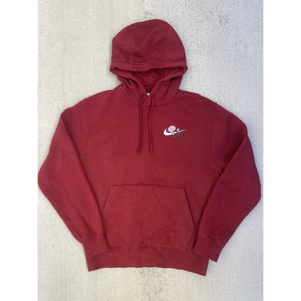 Nike Sportswear Club Fleece Hoodie Rose Swoosh Burgundy Men’s Small HQ2633-677